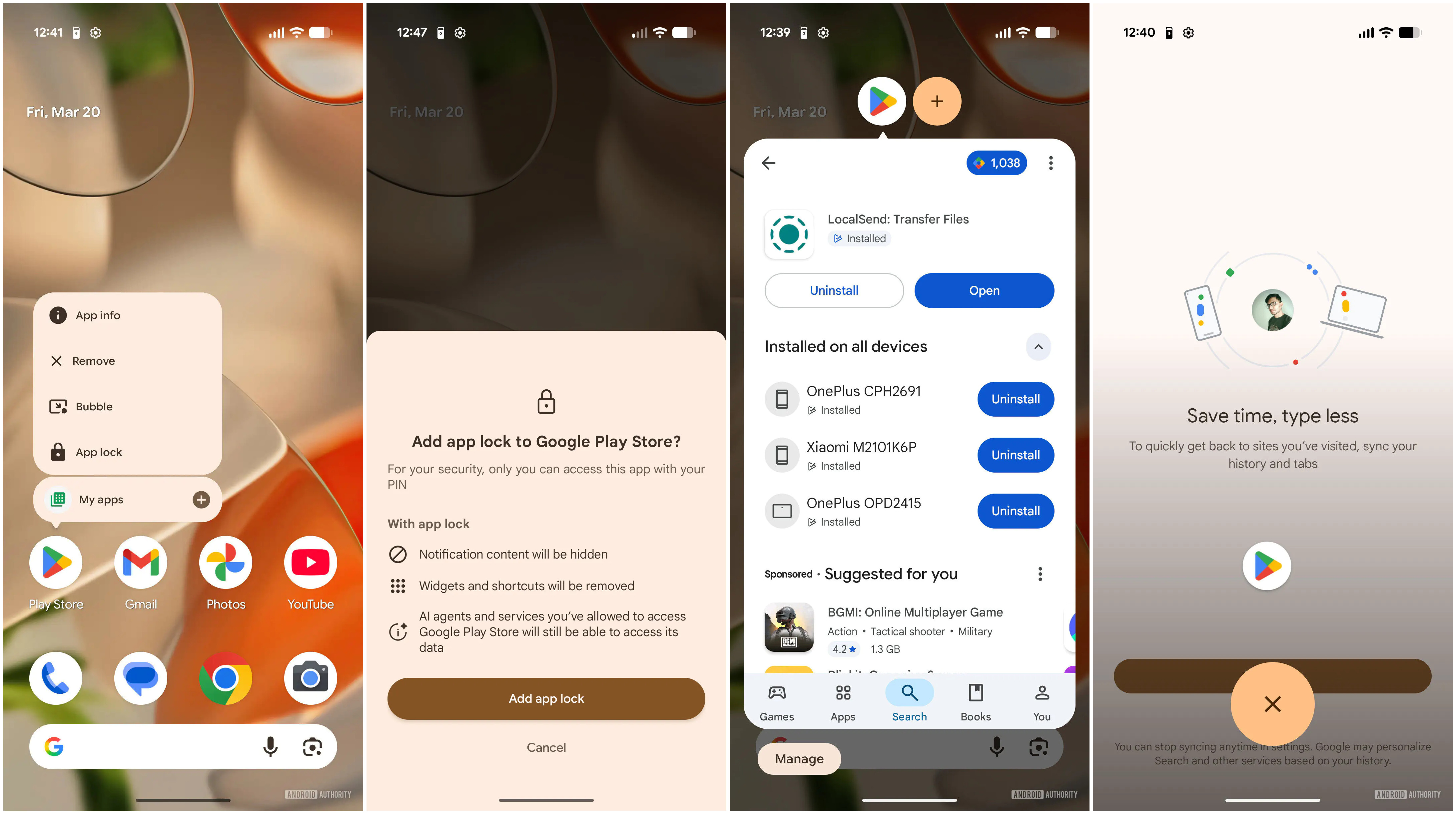 Το κλείδωμα εφαρμογών και τα συννεφάκια εφαρμογών λειτουργούν στη δοκιμή στην τελευταία έκδοση του Android Canary