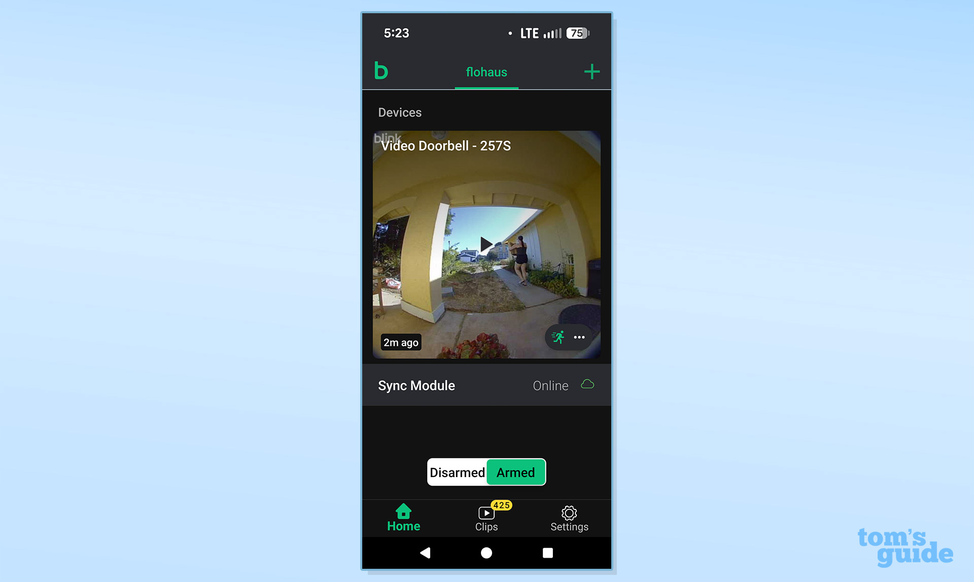 Στιγμιότυπο οθόνης της εφαρμογής Blink Video Doorbell (2ης γενιάς).