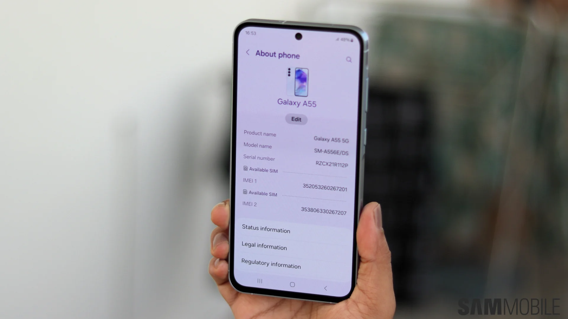 μπροστινή όψη galaxy a55