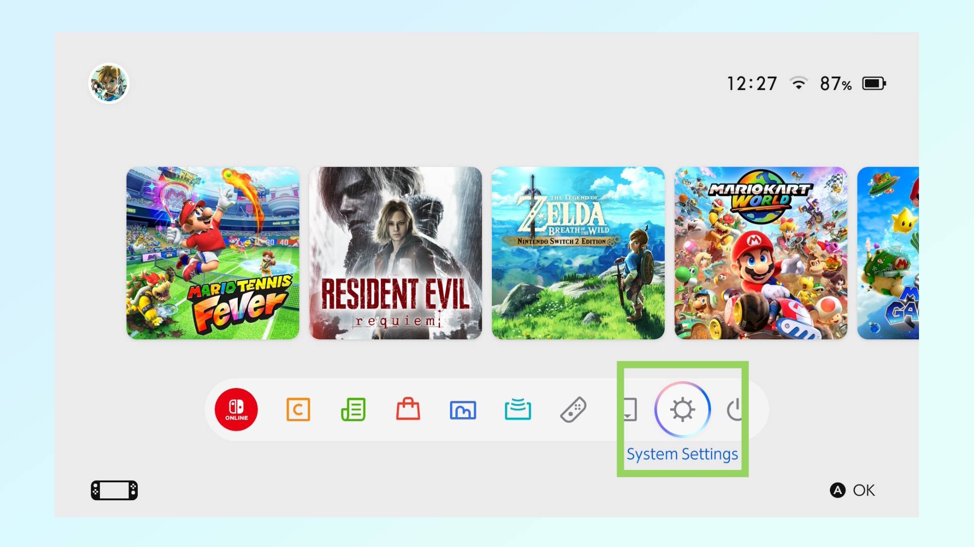 Εικόνα που δείχνει πώς να ενεργοποιήσετε τη λειτουργία Boost Handheld στο Nintendo Switch 2
