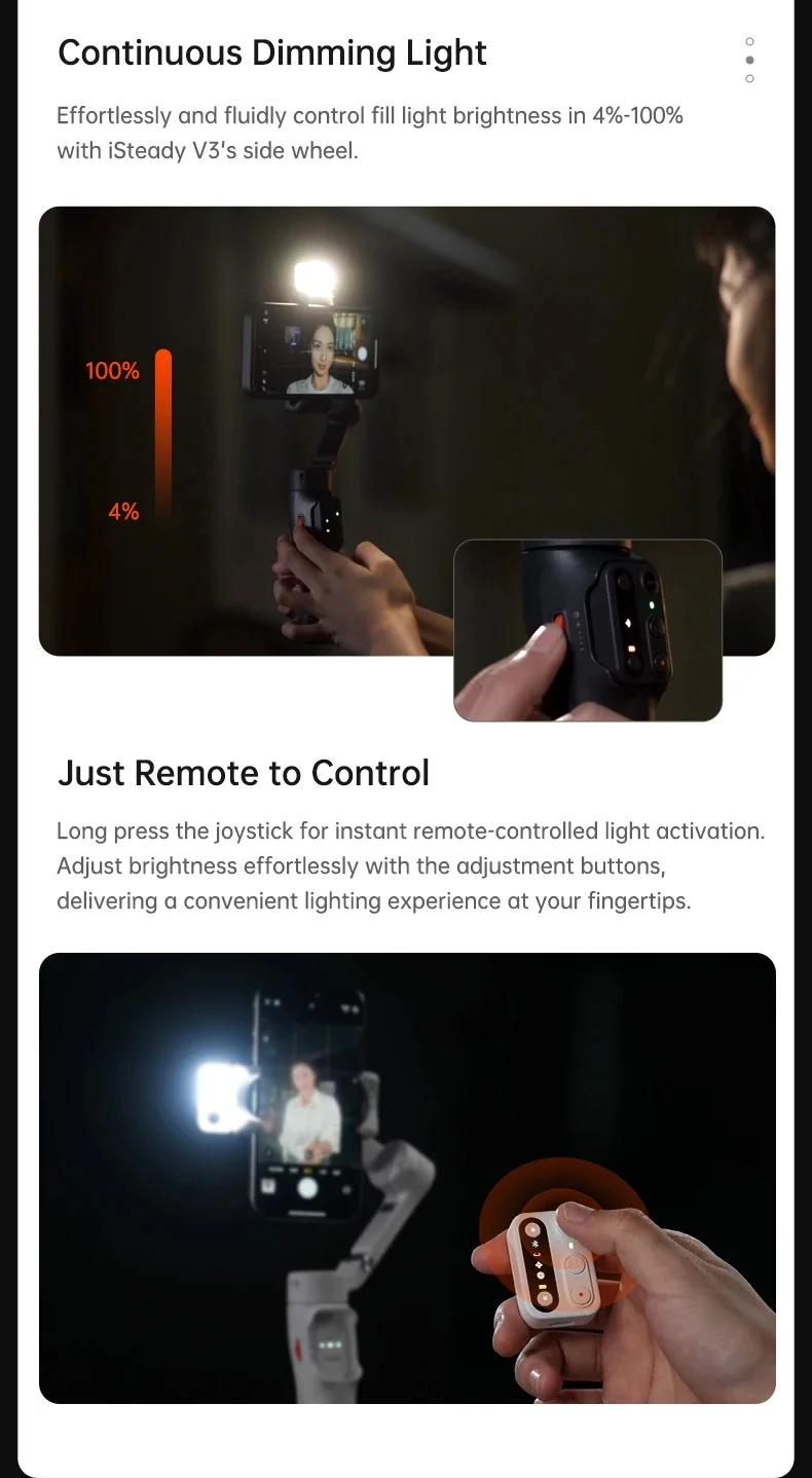 Hohem iSteady V3 Smartphone Stabilizer fill light