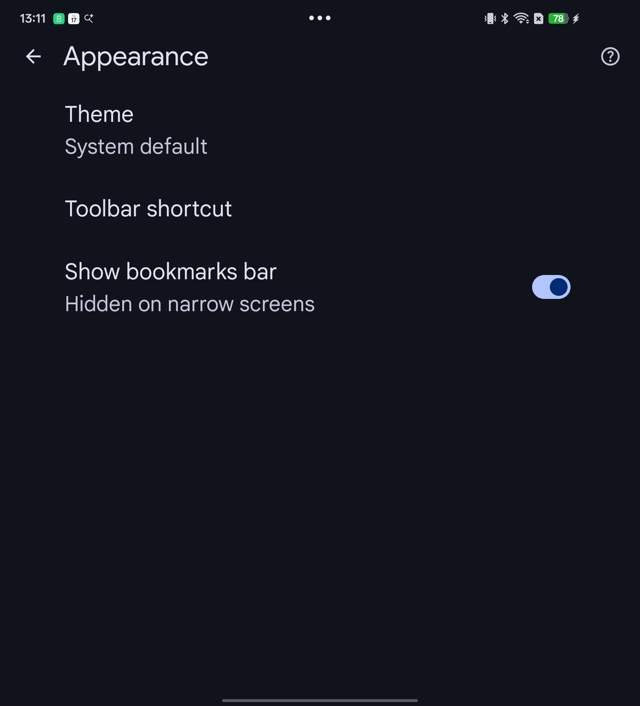 Γραμμή σελιδοδεικτών Chrome σε Android