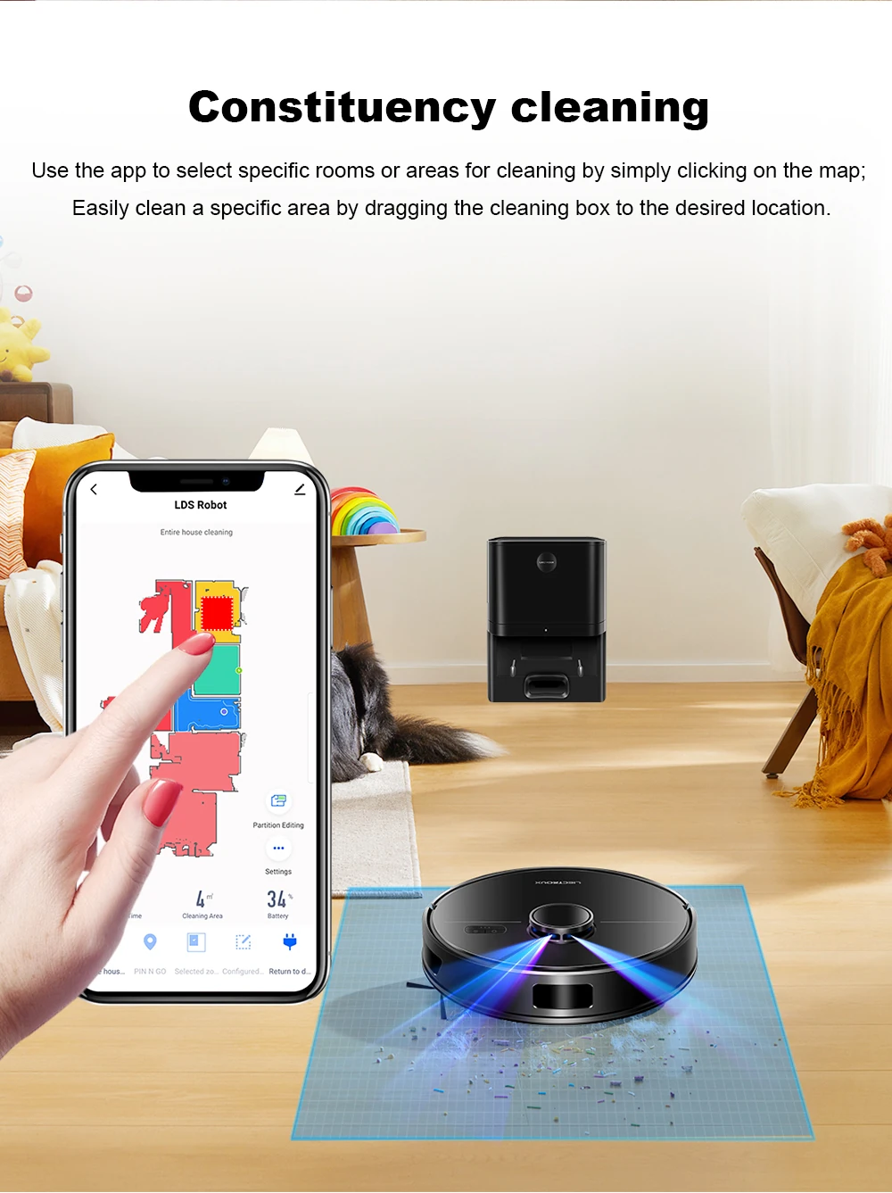 Liectroux M70 Pro Lidar Vacuum Cleaner and Mop Combo Self-emptying Dustbin 4