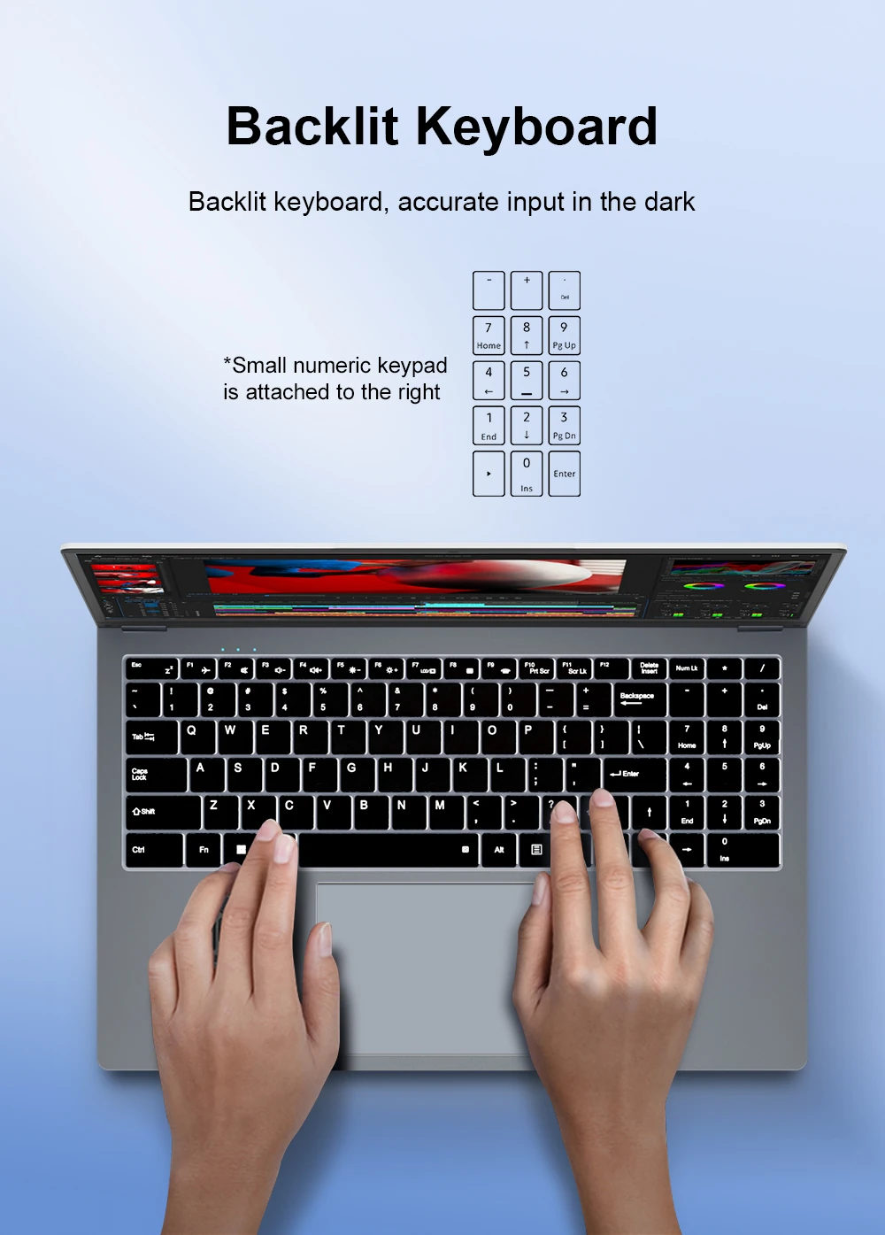 Ninkear YBOOK 15 2 in 1 Laptop 15.6 Inch AMD Ryzen 3 3200U 16GB DDR4 keyboard