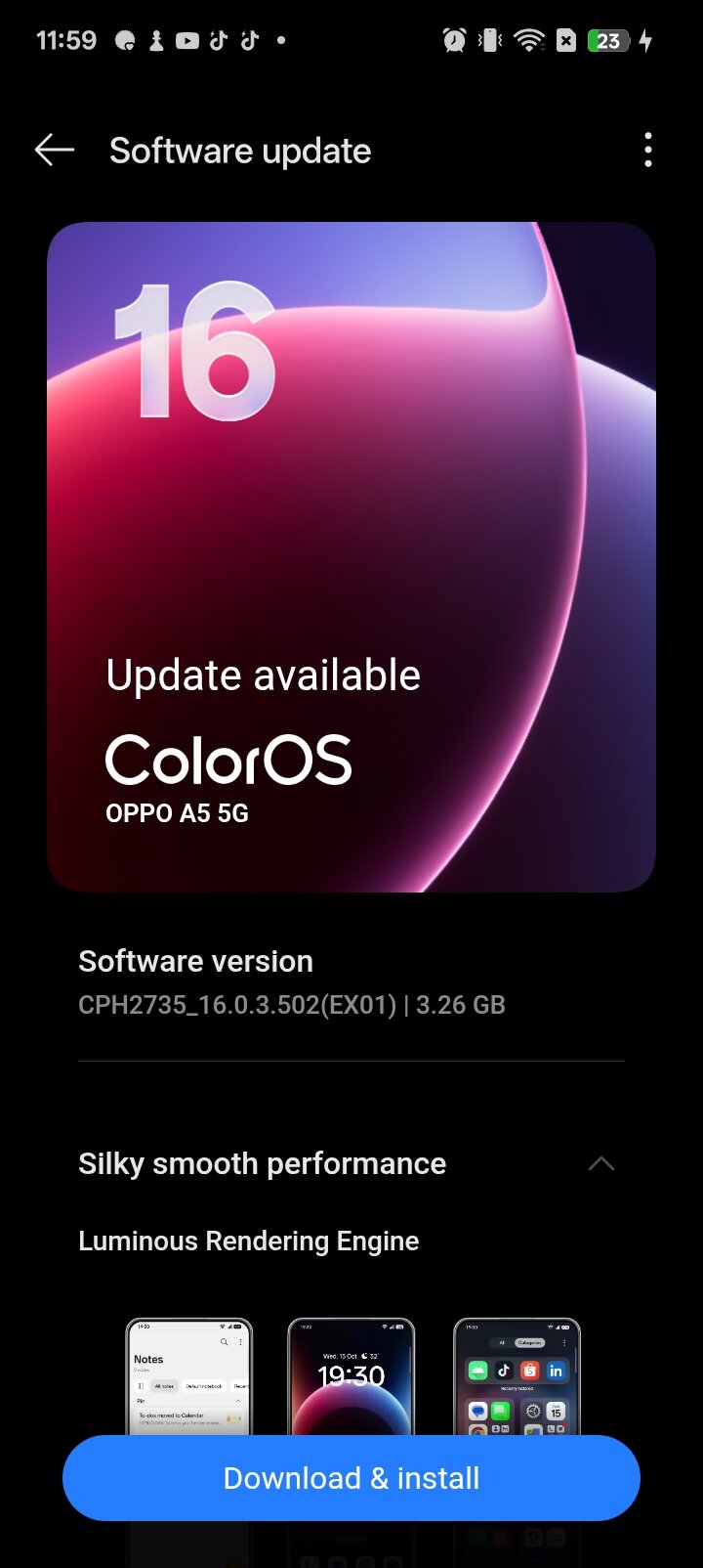 Ενημέρωση ColorOS 16 για το OPPO A5 5G Android 16 