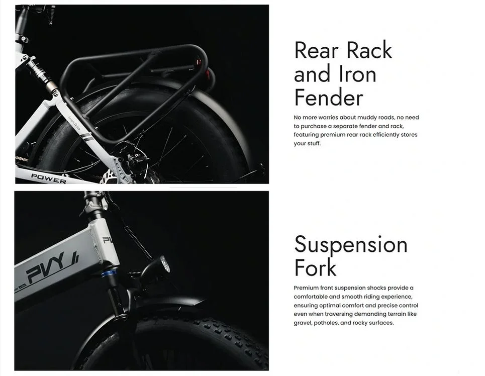 PVY Z20 PLUS 1000 Electric Bike 48V 16Ah Battery 1000W Motor fender suspension