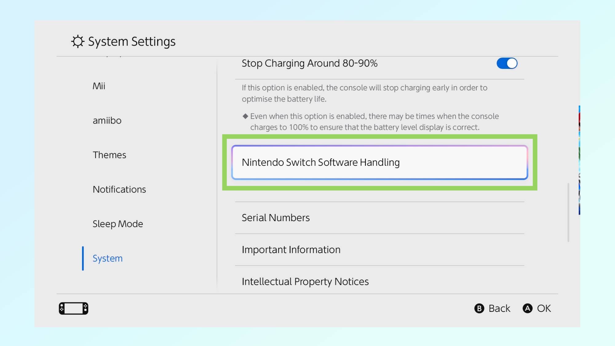 Εικόνα που δείχνει πώς να ενεργοποιήσετε τη λειτουργία Boost Handheld στο Nintendo Switch 2