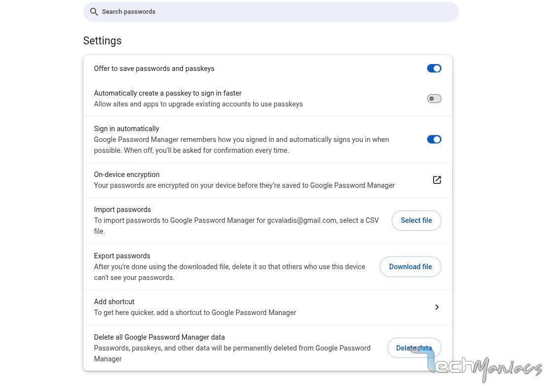 google password manager