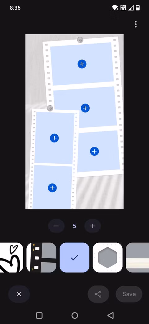 Στιγμιότυπο οθόνης που δείχνει τη λειτουργία κολάζ στις Φωτογραφίες Google