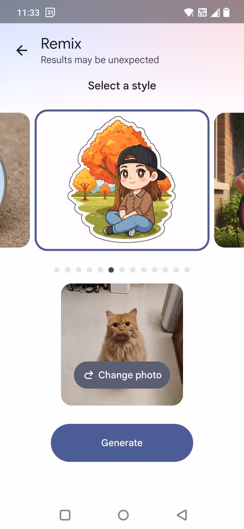 Στιγμιότυπο οθόνης που δείχνει τη λειτουργία Remix στις Φωτογραφίες Google