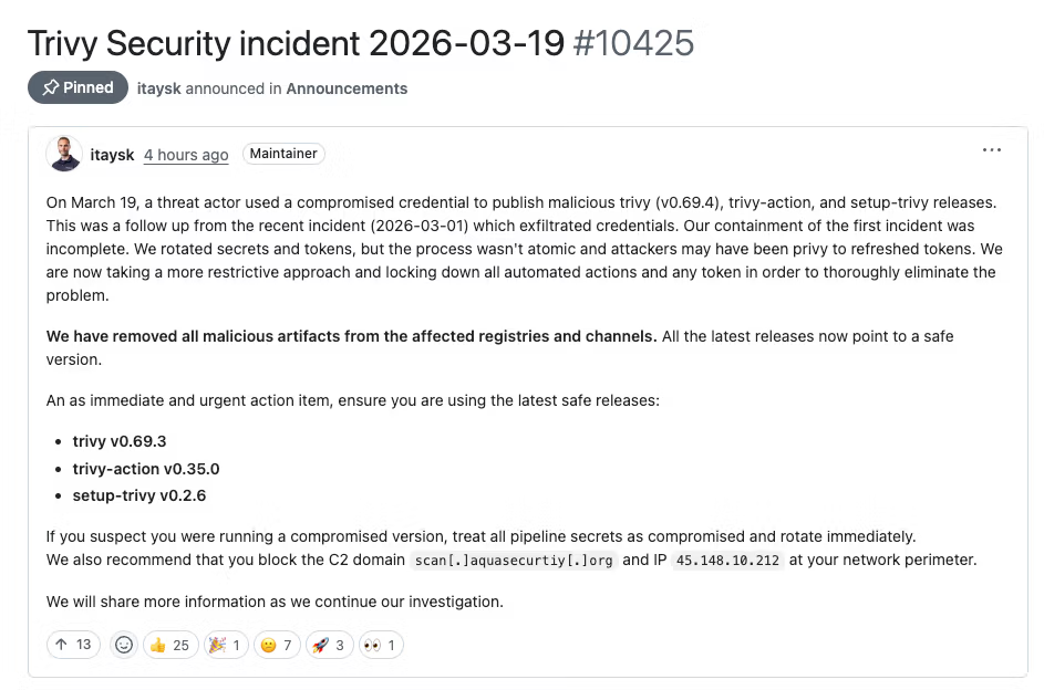 Trivy Notification (Πηγή: Socket)