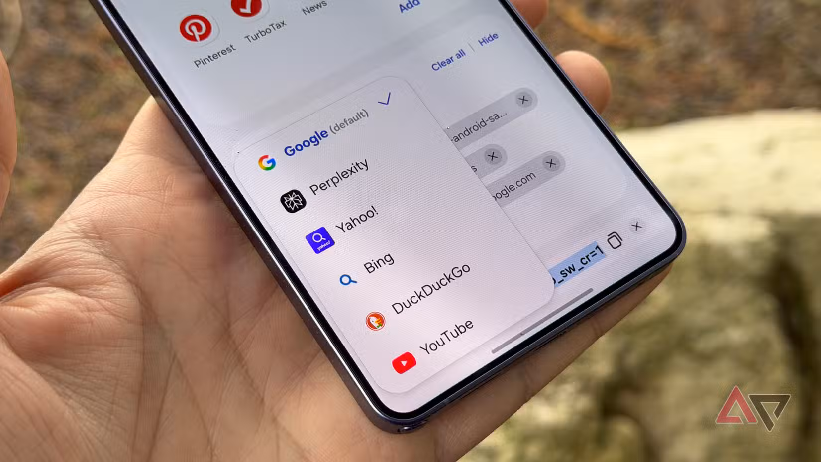 Επιλογές μηχανής αναζήτησης στο πρόγραμμα περιήγησης Samsung