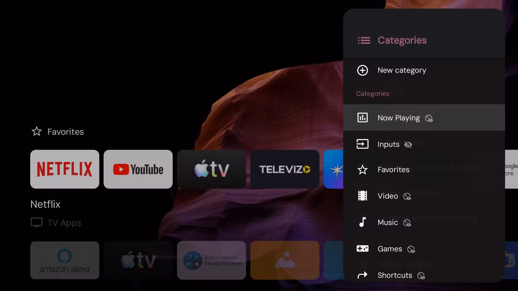διαφορετικές κατηγορίες στο πρόγραμμα εκκίνησης Projectivy